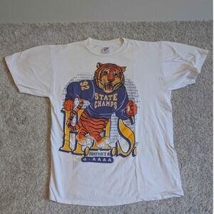 Hahnville High school State Champs 1992 Football T Shirt White Made USA